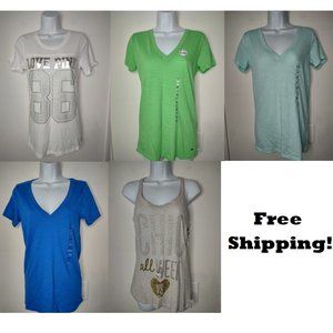 lot of 5 BRAND NEW Victoria's Secret PINK shirts - Size MED - SHIPS FREE